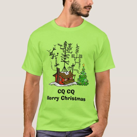 Ham Radio Kerstmis CQ CQ T-Shirt (Voorkant)