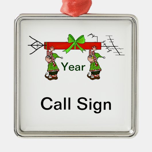 Ham Radio Kerstversiering met Elves Metalen Ornament (Voorkant)