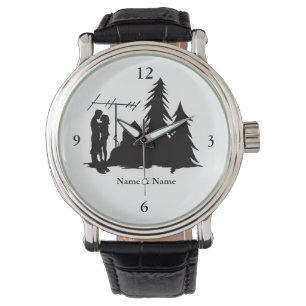 Ham Radio Kisser Couple Silhouette Watch Horloge