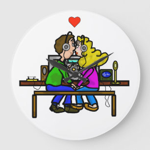Ham Radio Kisser Couple Wall klok