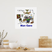 Ham Radio Man Cave Shack Poster (Cuisine)