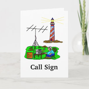Ham Radio Operator bij Lighthouse Wenskaart Kaart