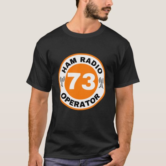 Ham Radio Operator shirt 73 Sinaasappel (Voorkant)