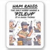 Ham Radio Operator Speelse Cartoon Grappige Hobby Sticker (Voorkant)