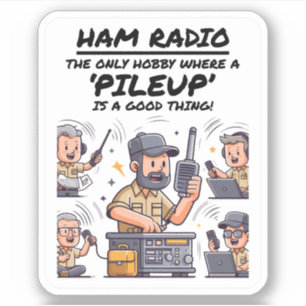 Ham Radio Operator Speelse Cartoon Grappige Hobby Sticker