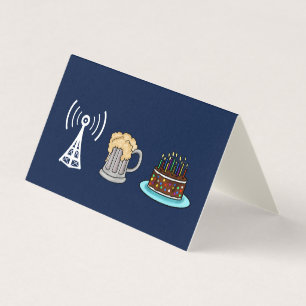 Ham Radio Repeater, Beer & Cake Birthday Card Kaart