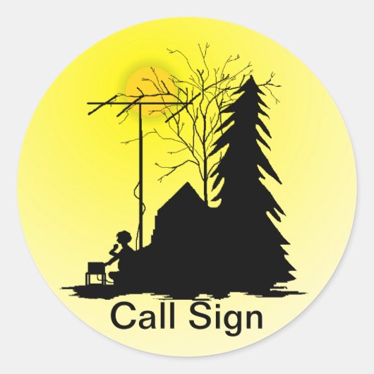 Ham Radio Velddag Operator Silhouet Stickers (Voorkant)