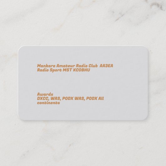 Ham Radio Visitekaartje (Achterkant)