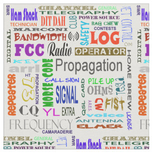 Ham Radio Word Collage Fabric Stof