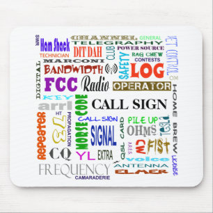 Ham Radio Word Collage MousepadPas het aan! Muismat