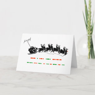 Ham Radio Xmas Kaart - Santa Sleigh Silhoutte Ver