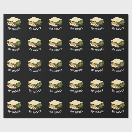 Ham Sandwich Funny Hamster Pun Dark BG Cadeaupapier (Vlak)