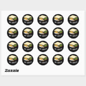 Ham Sandwich Funny Hamster Pun Dark BG Ronde Sticker (Vel)