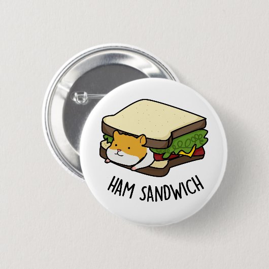 Ham Sandwich Funny Hamster Pun Ronde Button 5,7 Cm (Voorkant /achterkant)