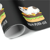 Ham-Spint-Ger Funny Cat Hamburger Pun Dark BG Cadeaupapier (Rol Hoek)