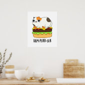 Ham-Spint-Ger Funny Cat Hamburger Pun Poster (Keuken)