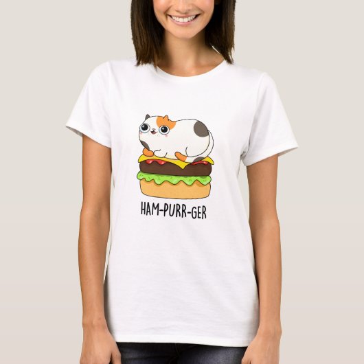 Ham-Spint-Ger Funny Cat Hamburger Pun T-shirt (Voorkant)