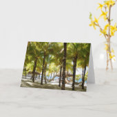 Hamac et palmiers par la carte de voeux d'océan (Fleur jaune)