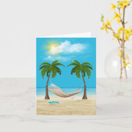 Hamac sur carte de note plage (Fleur jaune)