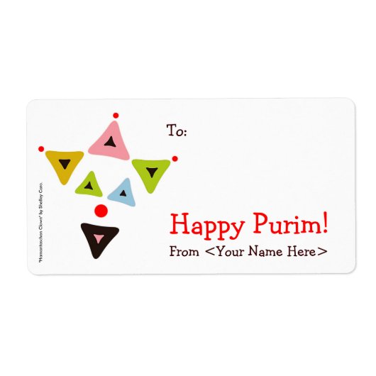 "Hamantaschen Clown" Mishloach Manot Labels (Voorkant)