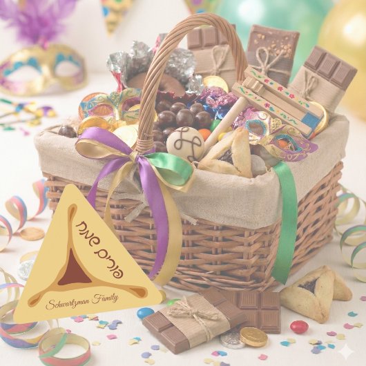 Hamantash Hamantaschen Hebrew Happy Purim Driehoek Sticker