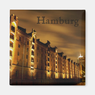 Hambourg - Speicherstadt bei Nacht - Magnet