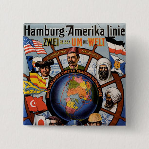 Hamburg Amerika Line Poster Vierkante Button 5,1 Cm