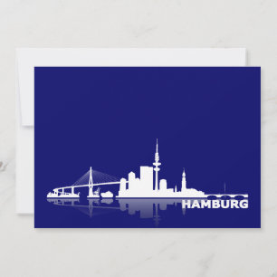 Hamburg City Skyline Karte/Klappkarte/Einladung Kaart