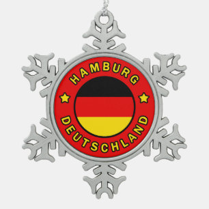 Hamburg Deutschland Tin Sneeuwvlok Ornament