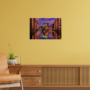 Hamburg, Duitsland bij nacht Poster