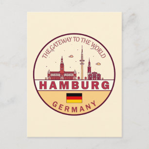 Hamburg Duitsland City Skyline Emblem Briefkaart
