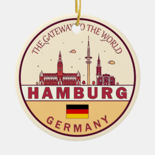 Hamburg Duitsland City Skyline Emblem Keramisch Ornament