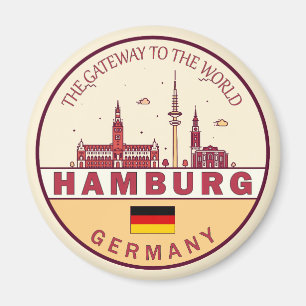 Hamburg Duitsland City Skyline Emblem Magneet