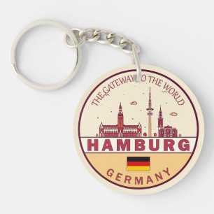Hamburg Duitsland City Skyline Emblem Sleutelhanger