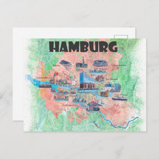 Hamburg Duitsland — Favoriete kaart (Voorkant / Achterkant)