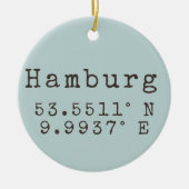 Hamburg Duitsland Latitude Longitude Keramisch Ornament (Voorkant)