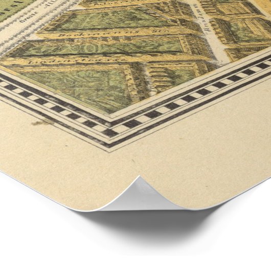 Hamburg Duitsland Map (1854) Poster (Hoek)