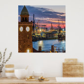 Hamburg, Duitsland panoramisch uitzicht bij scheme Poster (Keuken)