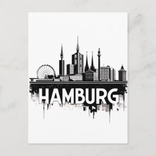 Hamburg Duitsland Silhouet-Stadsgezicht Stedelijke Briefkaart