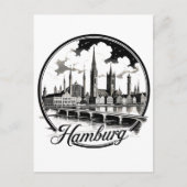 Hamburg Duitsland Skyline – Circle Sticker Briefkaart (Voorkant)