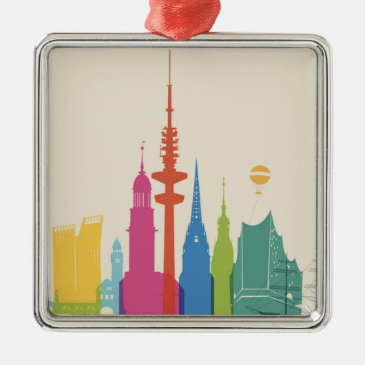 Hamburg Duitsland Skyline Metalen Ornament (Voorkant)