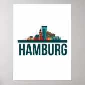 Hamburg Duitsland Skyline Poster (Voorkant)