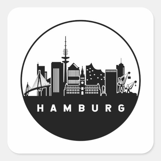 Hamburg Duitsland Skyline Vierkante Sticker (Voorkant)