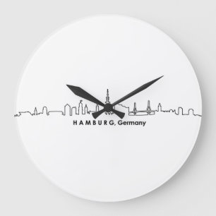 HAMBURG Elbe Germany City Skyline Silhouette Grote Klok