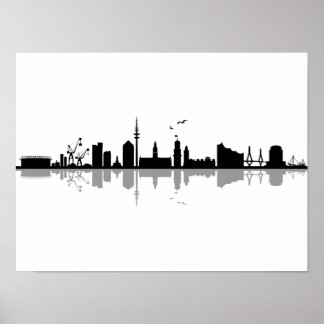 HAMBURG Elbe Germany City Skyline Silhouette Poster