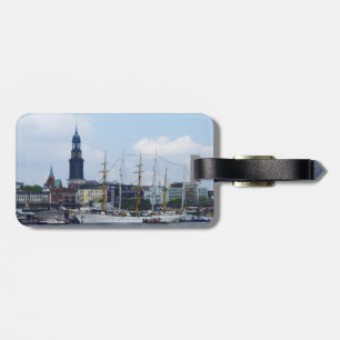 Hamburg Harbour Hafen Michel Deutschland Schiffe Bagagelabel