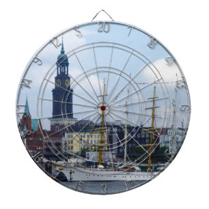 Hamburg Harbour Hafen Michel Deutschland Schiffe Dartbord