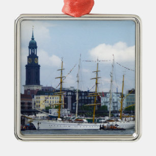 Hamburg Harbour Hafen Michel Deutschland Schiffe Metalen Ornament