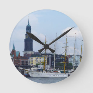 Hamburg Harbour Hafen Michel Deutschland Schiffe Ronde Klok