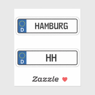 Hamburg kennzeichen, Duits Bord rijbewijs Sticker